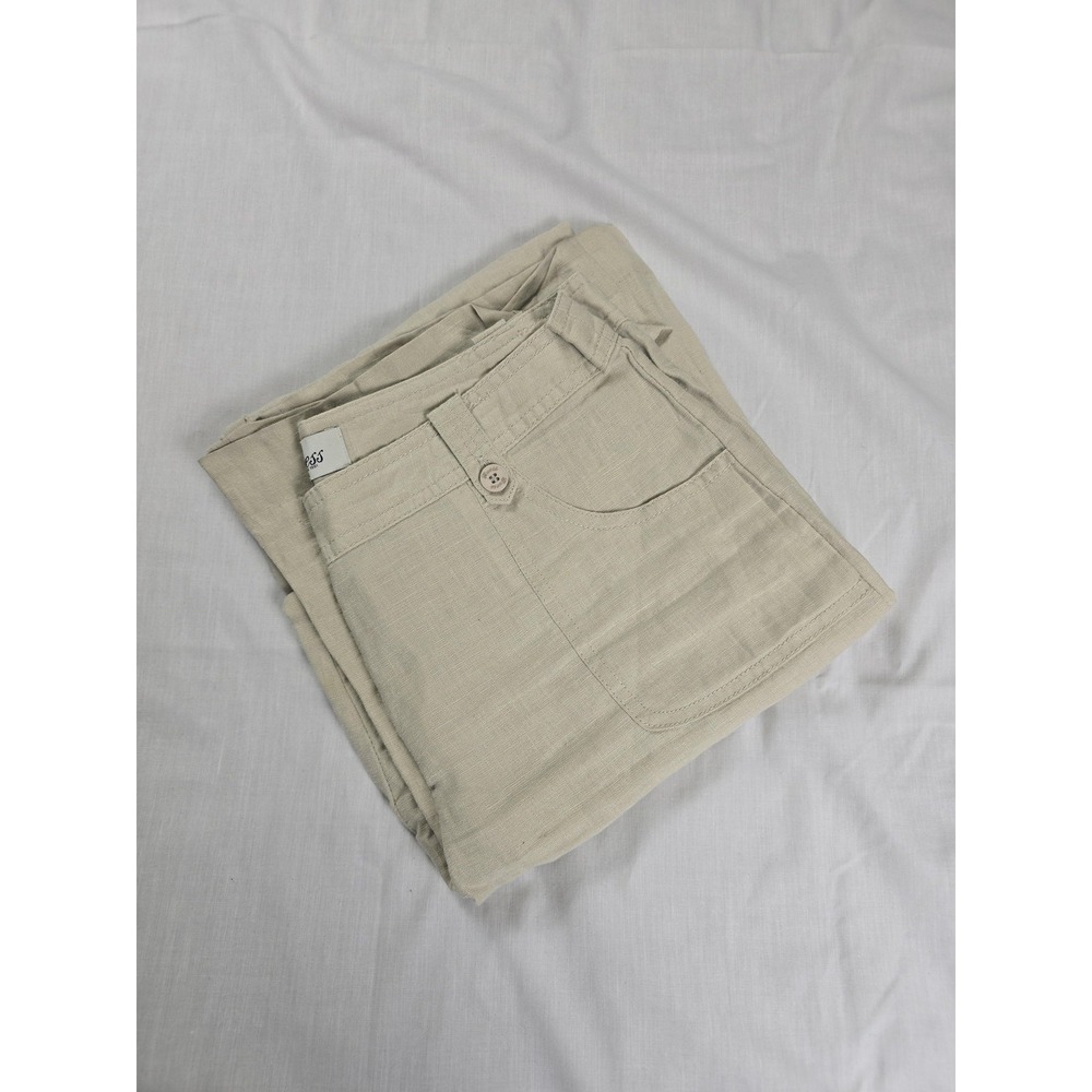 Guess Pants Womens 27 Beige Linen Wide‎ Leg Relaxed Fit Casual Khakis Summer
